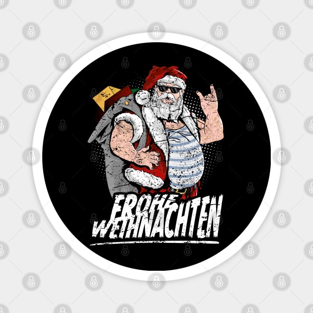 Frohe Weihnachten cool tattooed santa claus with sunglasses Magnet by RockabillyM